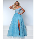 KATE PARKER Lace off the shoulder tulle ruffle ballgown 26180