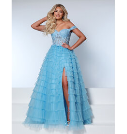 KATE PARKER Lace off the shoulder tulle ruffle ballgown 26180