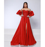 KATE PARKER Strapless lace bodice a-line gown w/puff sleeves 26035