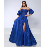 KATE PARKER Strapless lace bodice a-line gown w/puff sleeves 26035