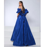 KATE PARKER Strapless lace bodice a-line gown w/puff sleeves 26035