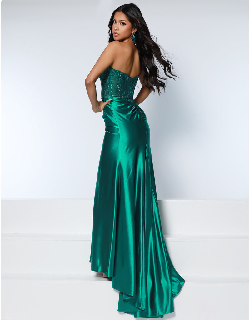 KATE PARKER FITTED, STRAPLESS, BEADED, CORSET BODICE WITH SLIT 26043