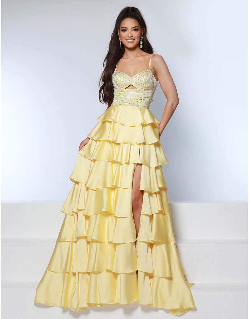 KATE PARKER A-LINE, RUFFLE, BEADED, CORSET BODICE, LACE-UP BACK 26264