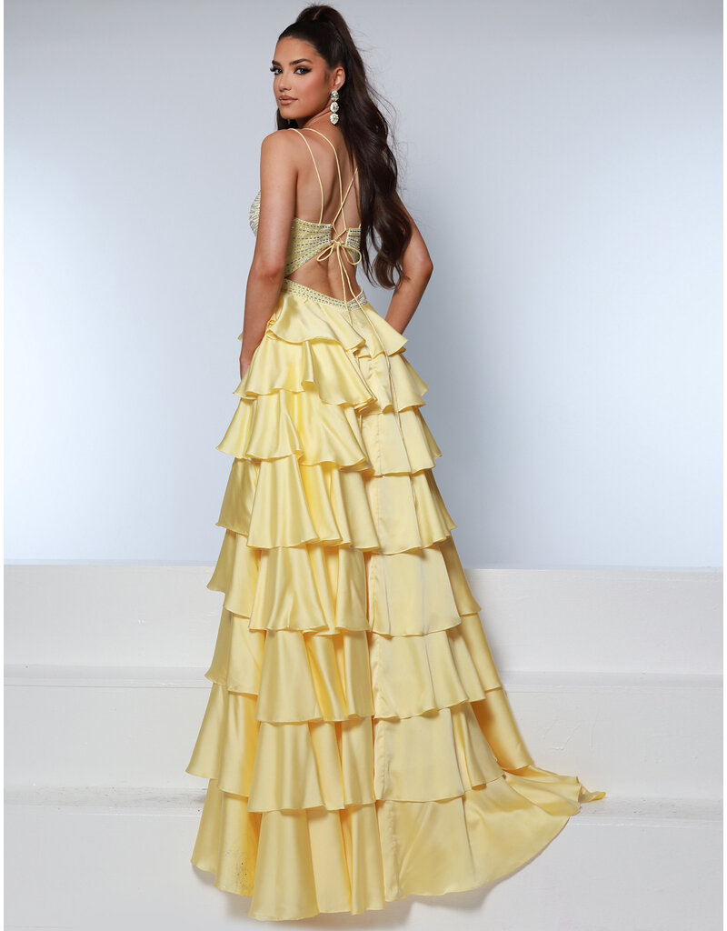 KATE PARKER A-LINE, RUFFLE, BEADED, CORSET BODICE, LACE-UP BACK 26264