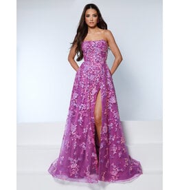 KATE PARKER A-LINE, FLORAL SEQUIN, ZIP-UP BCK WITH SLIT 26311