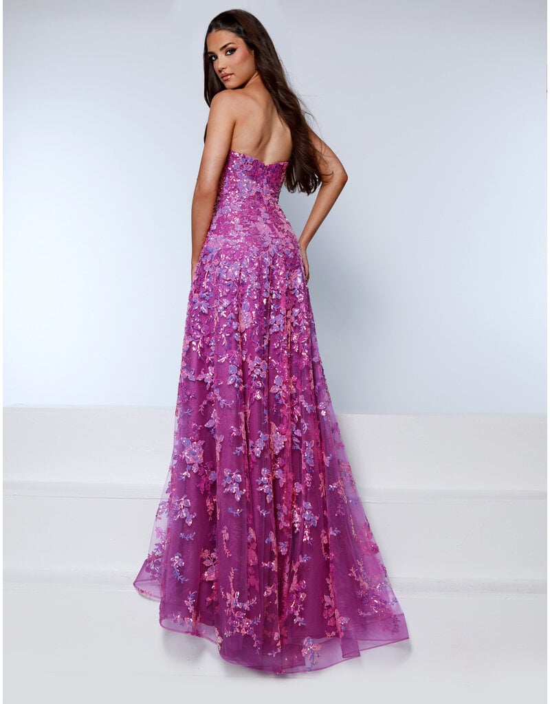 KATE PARKER A-LINE, FLORAL SEQUIN, ZIP-UP BCK WITH SLIT 26311