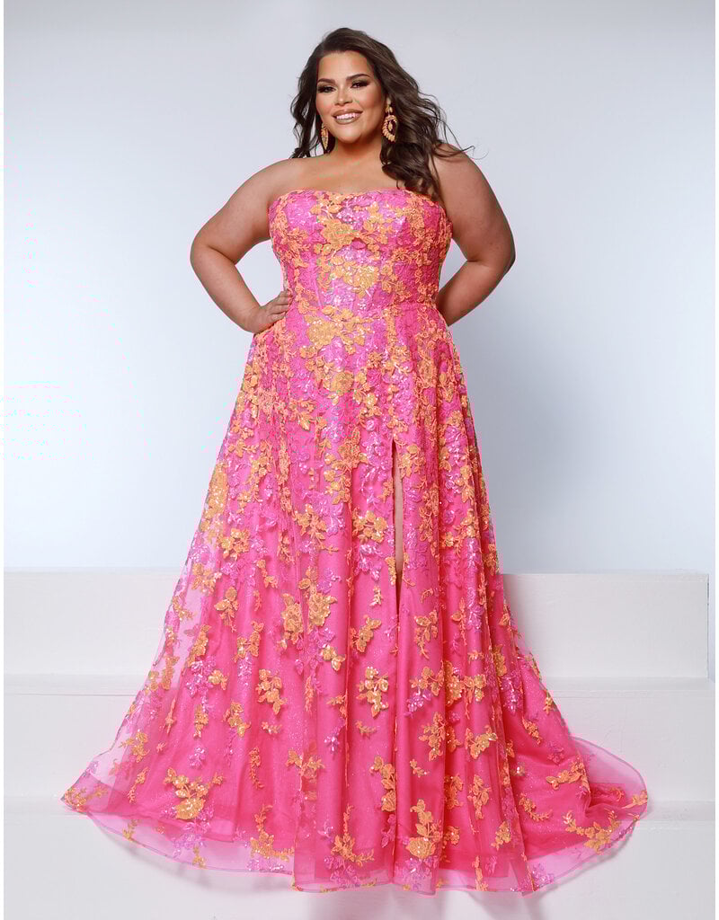 KATE PARKER A-LINE, FLORAL SEQUIN, ZIP-UP BCK WITH SLIT 26311