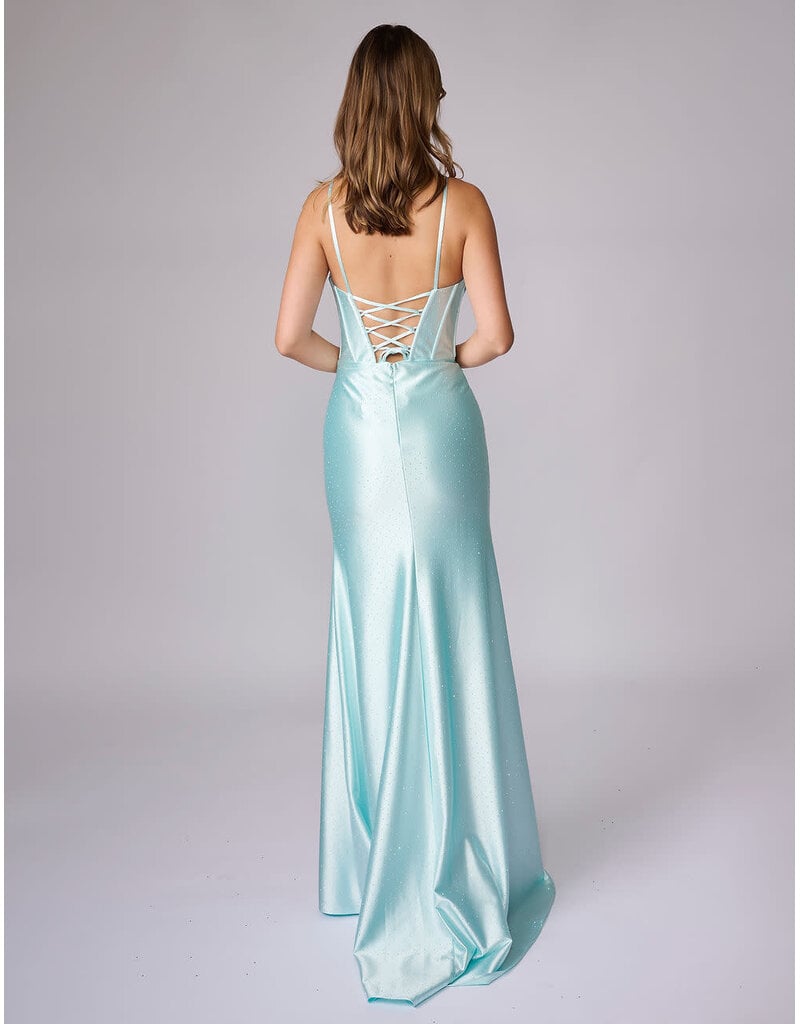 FITTED, TNK STRAP, CORSET BODICE, BEADED, LACE-UP WITH SLIT 322690