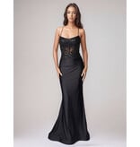 FITTED, CORSET BODICE, FLORAL SEQUIN, OPEN BACK 542608