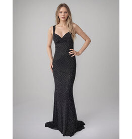 Fitted, fully beaded, tank, knit jersey dress 672620