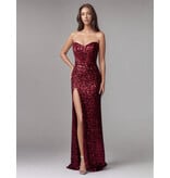 Fitted, strapless, corset bodice, fully sequin, lace-up back with slit 762658