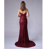 Fitted, strapless, corset bodice, fully sequin, lace-up back with slit 762658