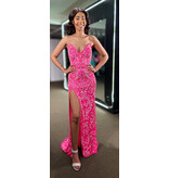 PAUL REKHI Strapless fitted deep v-neck beaded gown 802605