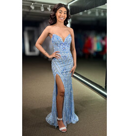 PAUL REKHI Strapless beaded fitted v-neck gown 542679