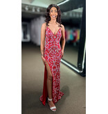 PAUL REKHI Strapless fitted deep v-neck beaded gown 802605