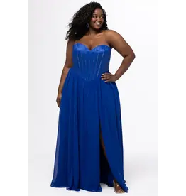 JK SYDNEYS CLOSET Strapless corset beaded bodice chiffon a-line 262616