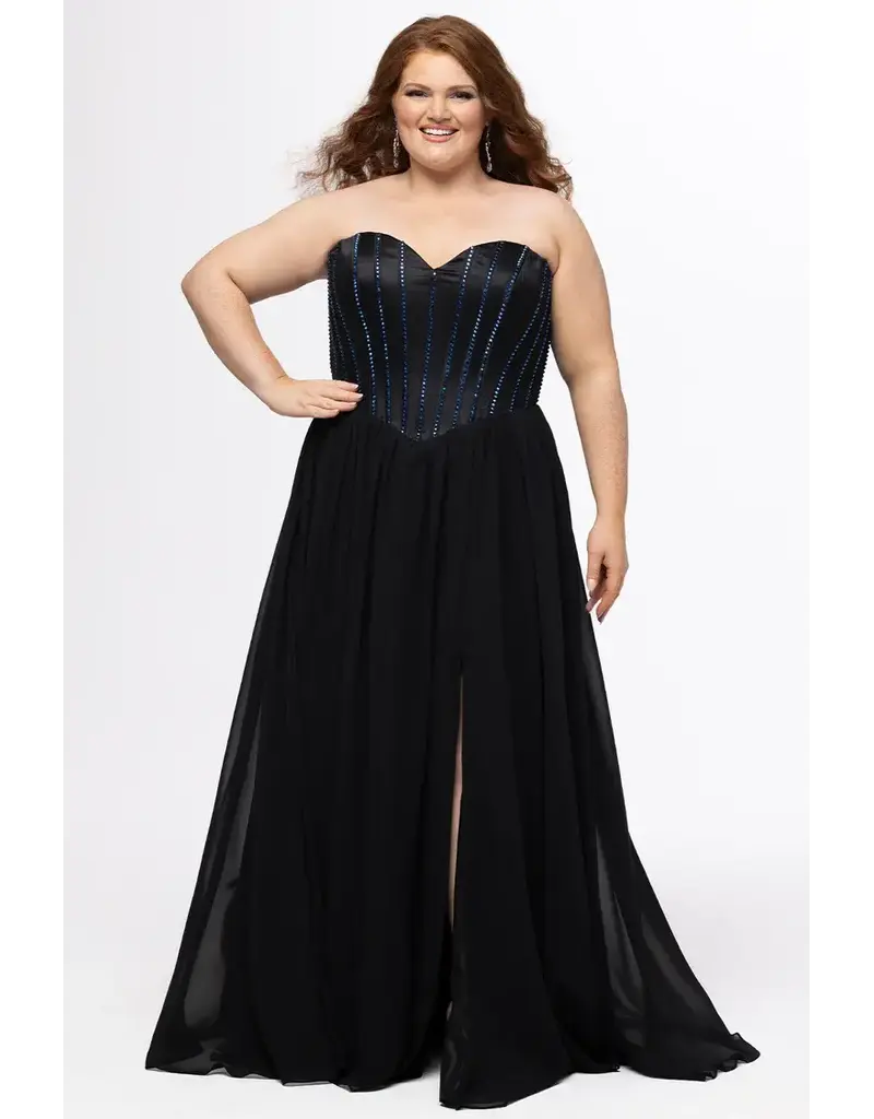 JK SYDNEYS CLOSET Strapless corset beaded bodice chiffon a-line 262616