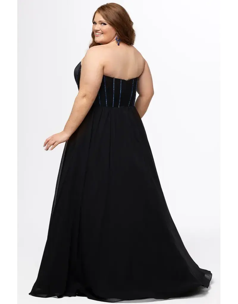 JK SYDNEYS CLOSET Strapless corset beaded bodice chiffon a-line 262616