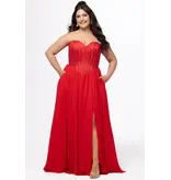 JK SYDNEYS CLOSET Strapless corset beaded bodice chiffon a-line 262616