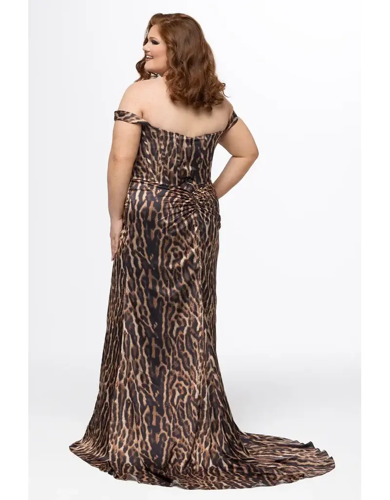 JK SYDNEYS CLOSET Corset off the shoulder fitted w/leg slit & cape 262606