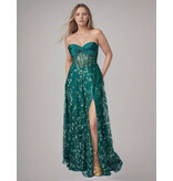 Strapless satin wrap bust sequin a-line 1599
