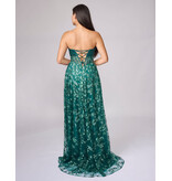 Strapless satin wrap bust sequin a-line 1599