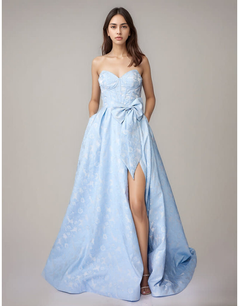 Strapless corset bodice brocade a-line 3286