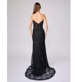 Strapless lace fitted gown w/slit 6702