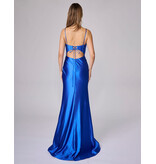 Beaded corset bodice fitted satin gown 6711