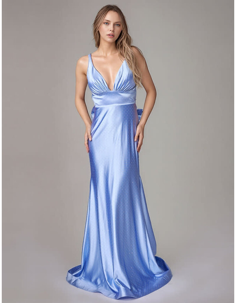 Beaded tank deep v-neck fitted low back w/bow 9212