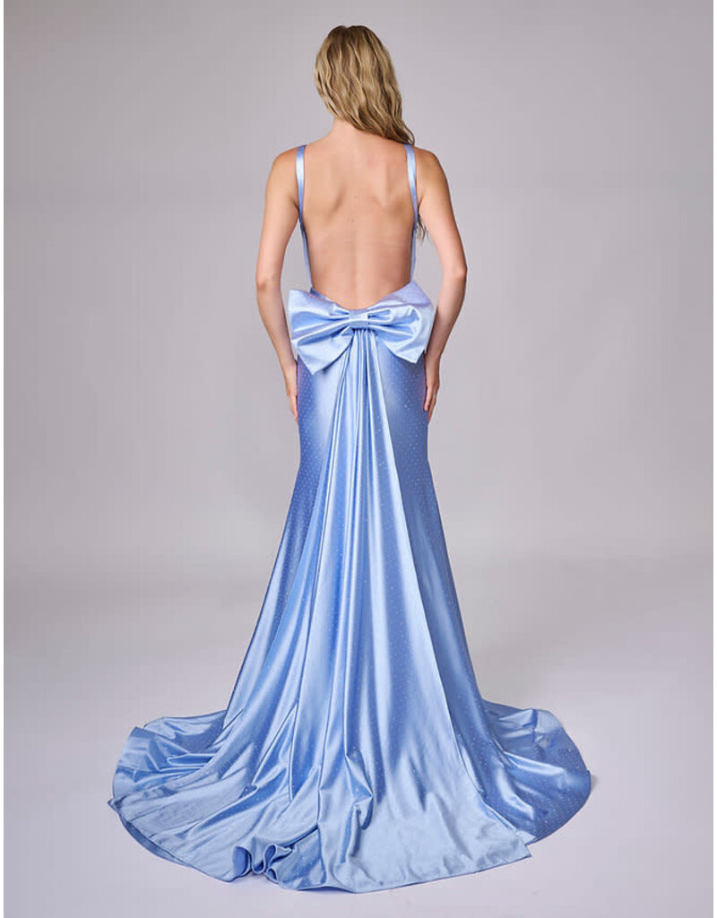 Beaded tank deep v-neck fitted low back w/bow 9212