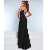 KATE PARKER Beaded spaghetti strap corset bodice fitted gown 26050