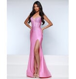 KATE PARKER Beaded spaghetti strap corset bodice fitted gown 26050