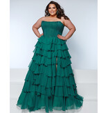 KATE PARKER Beaded strapless corset ruffle chiffon ballgown 26300
