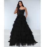 KATE PARKER Beaded strapless corset ruffle chiffon ballgown 26300
