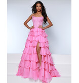 KATE PARKER Beaded strapless corset ruffle chiffon ballgown 26300