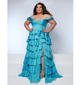 KATE PARKER Off the shoulder satin ruffle a-line 26302