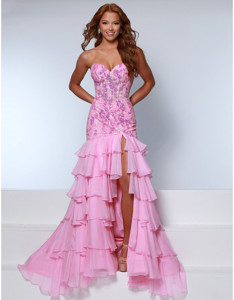 KATE PARKER Strapless lace mermaid ruffle gown 26313