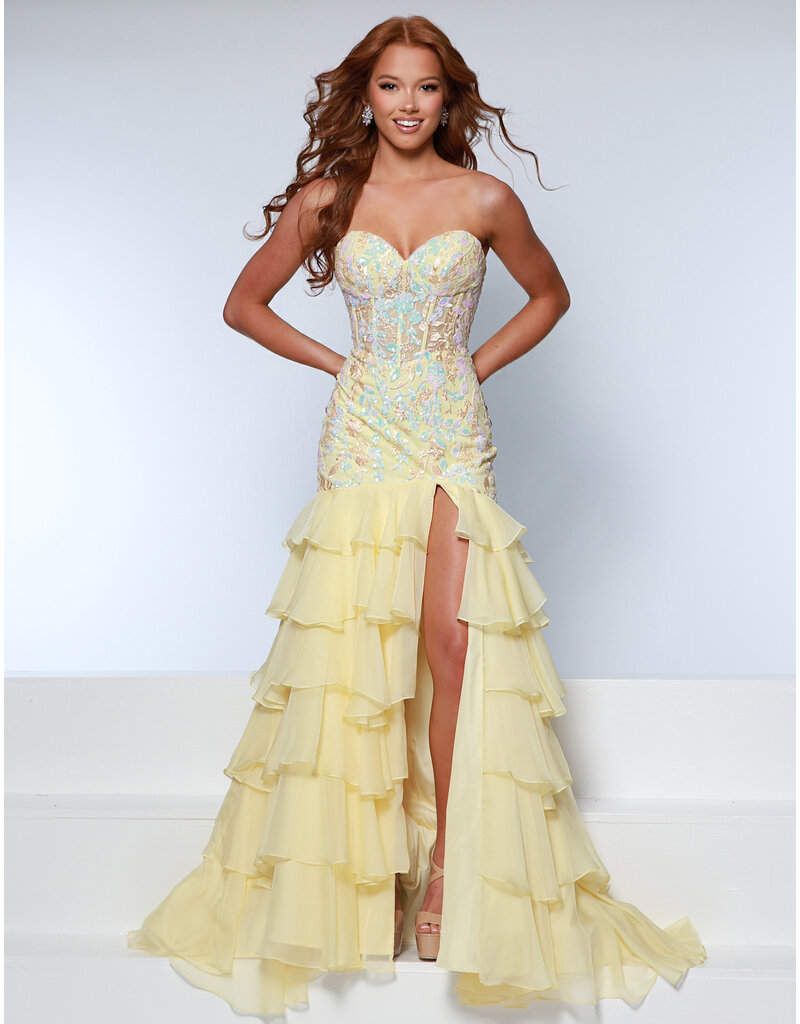 KATE PARKER Strapless lace mermaid ruffle gown 26313