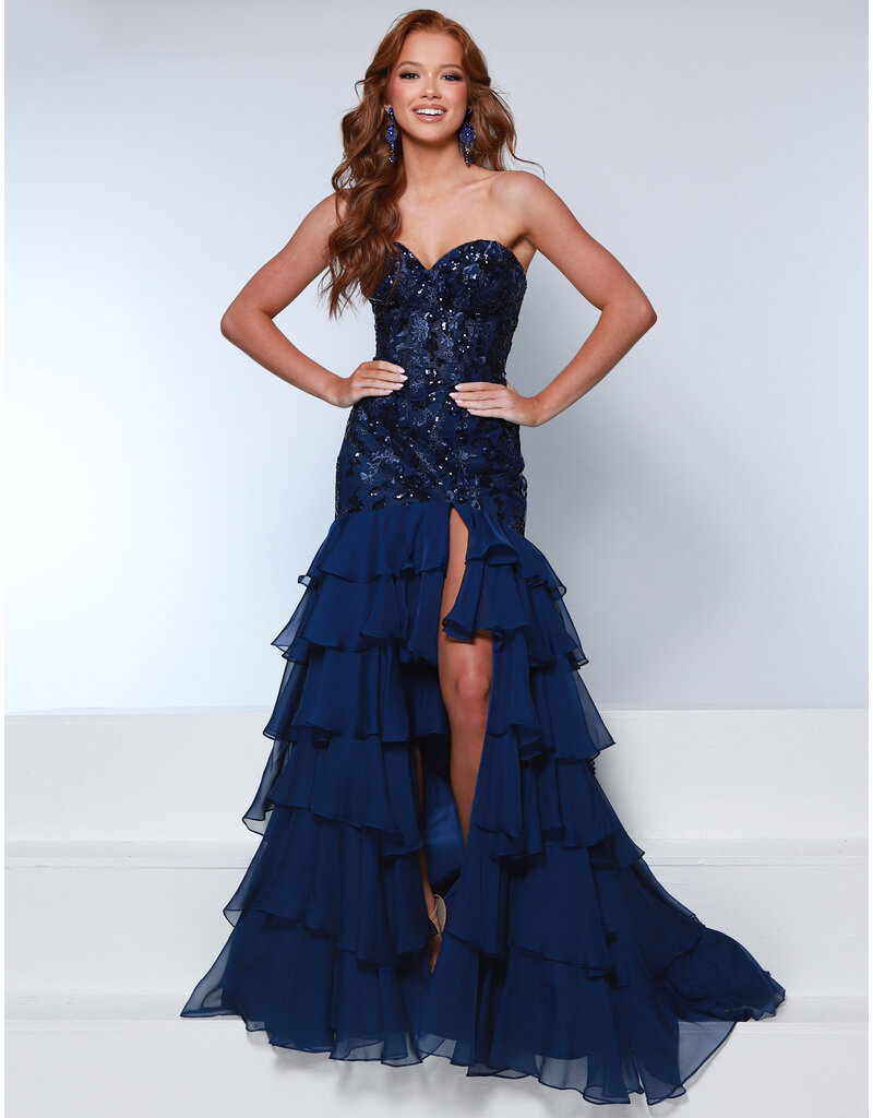 KATE PARKER Strapless lace mermaid ruffle gown 26313