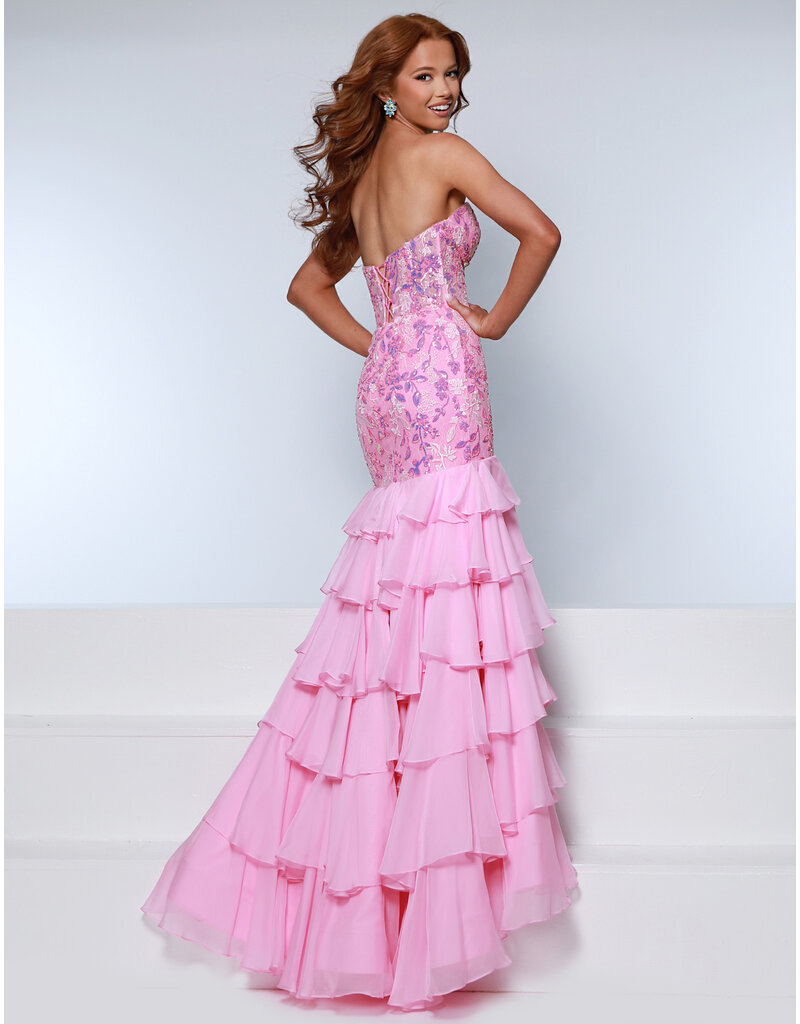 KATE PARKER Strapless lace mermaid ruffle gown 26313