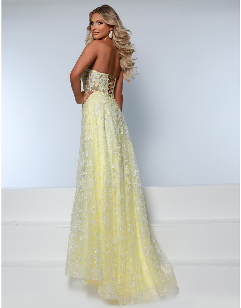 KATE PARKER Strapless lace glitter tulle a-line w/slit 26265