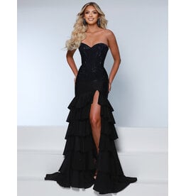 KATE PARKER Strapless corset beaded fitted mermaid w/ruffles 26301