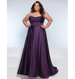 KATE PARKER Strapless corset beaded pearl bodice a-line gown 26322