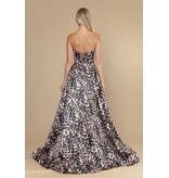 Strapless corset bodice a-line gown w/slit 2526082