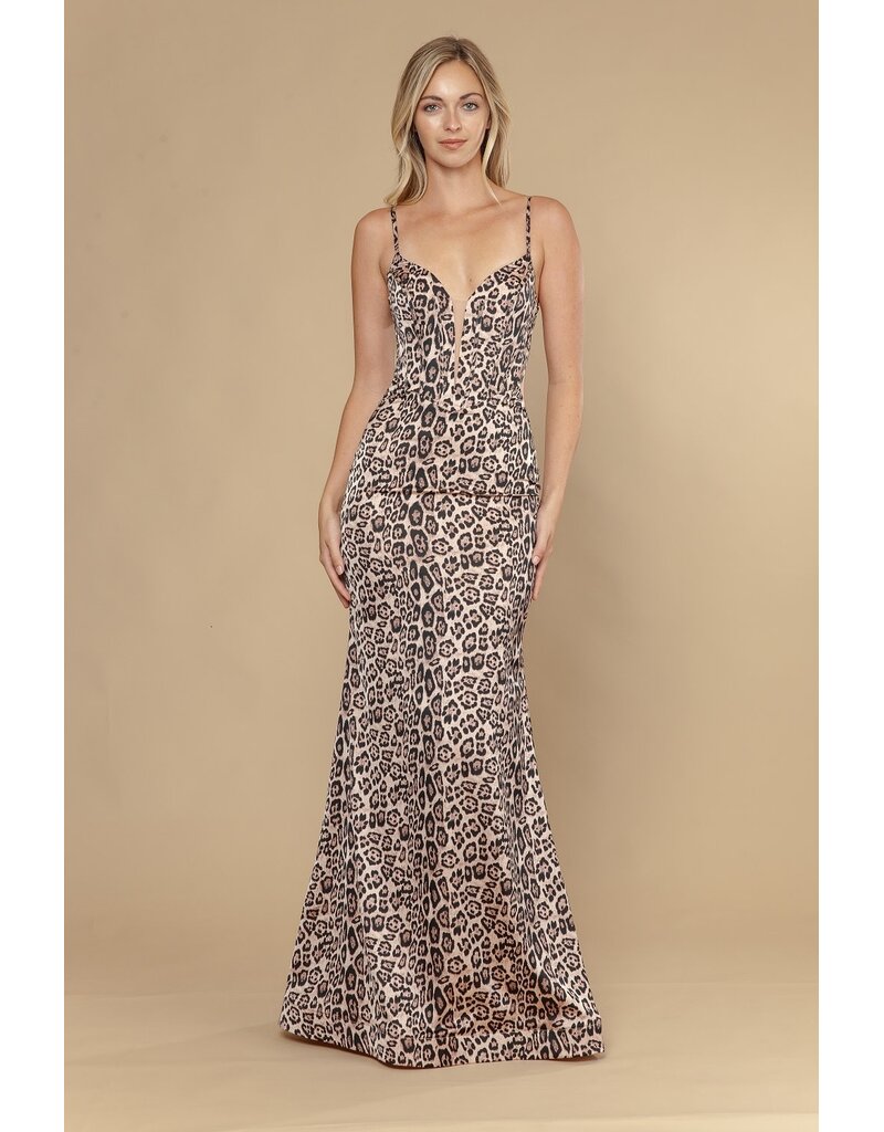 Spaghetti strap fitted side cut out w/flare 2526102