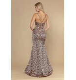 Spaghetti strap fitted side cut out w/flare 2526102