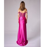 Beaded corset off the shoulder bodice fitted gown 8301