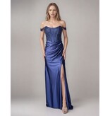 Beaded corset off the shoulder bodice fitted gown 8301