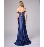 Beaded corset off the shoulder bodice fitted gown 8301